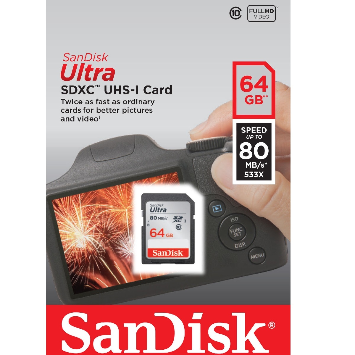 Memoria SD 64GB Ultra Clase 10 80mb/s Sandisk
