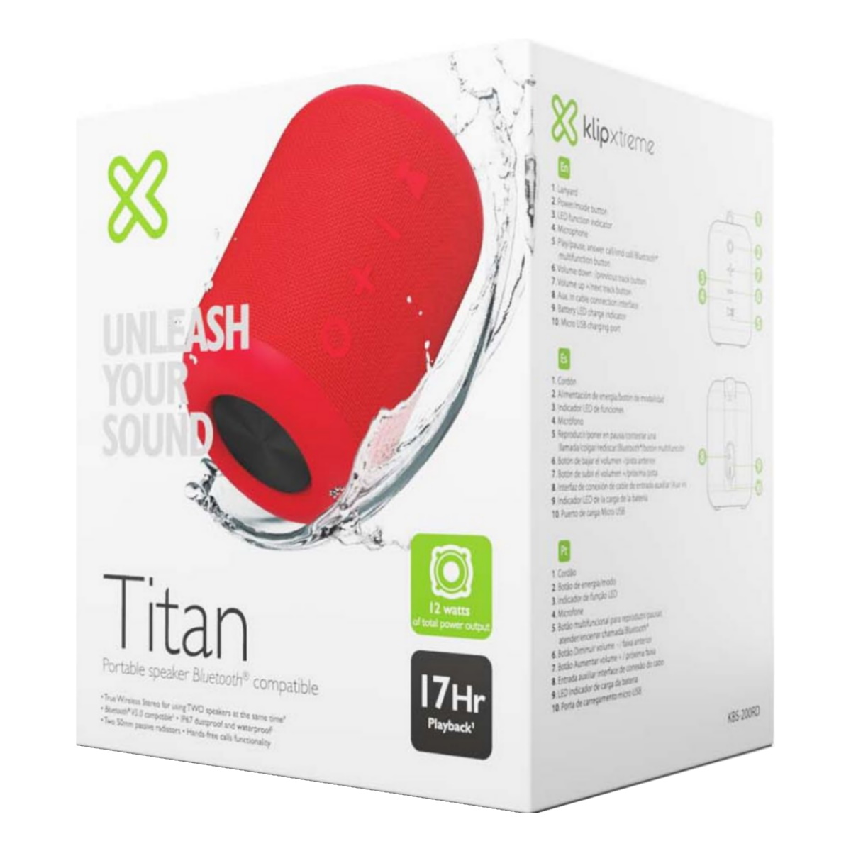Parlante Bluetooth KBS-200 Titan Rojo Klip Xtreme