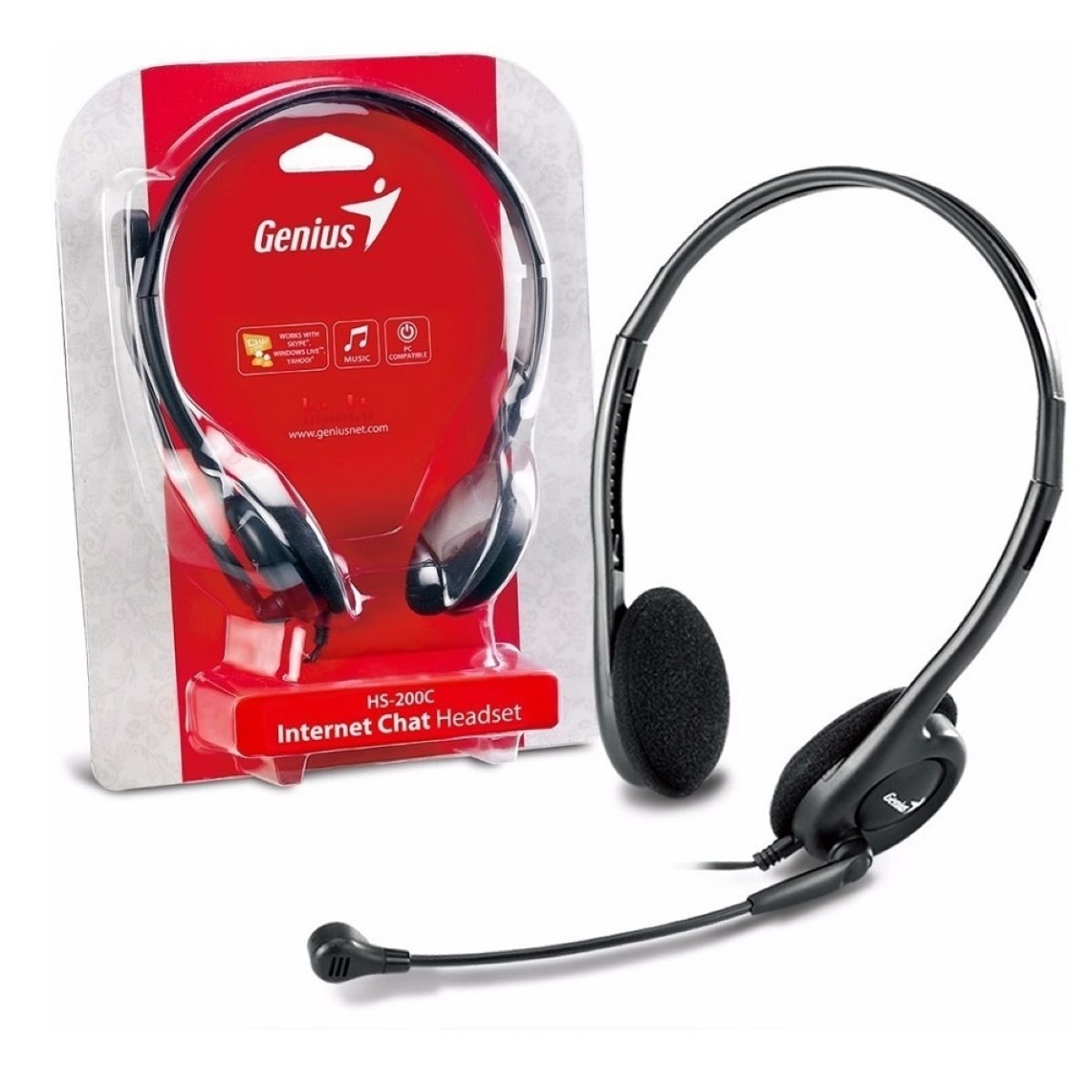 Auriculares Pc Cable Vincha Hs-200c C/ Microfono Negro Genius