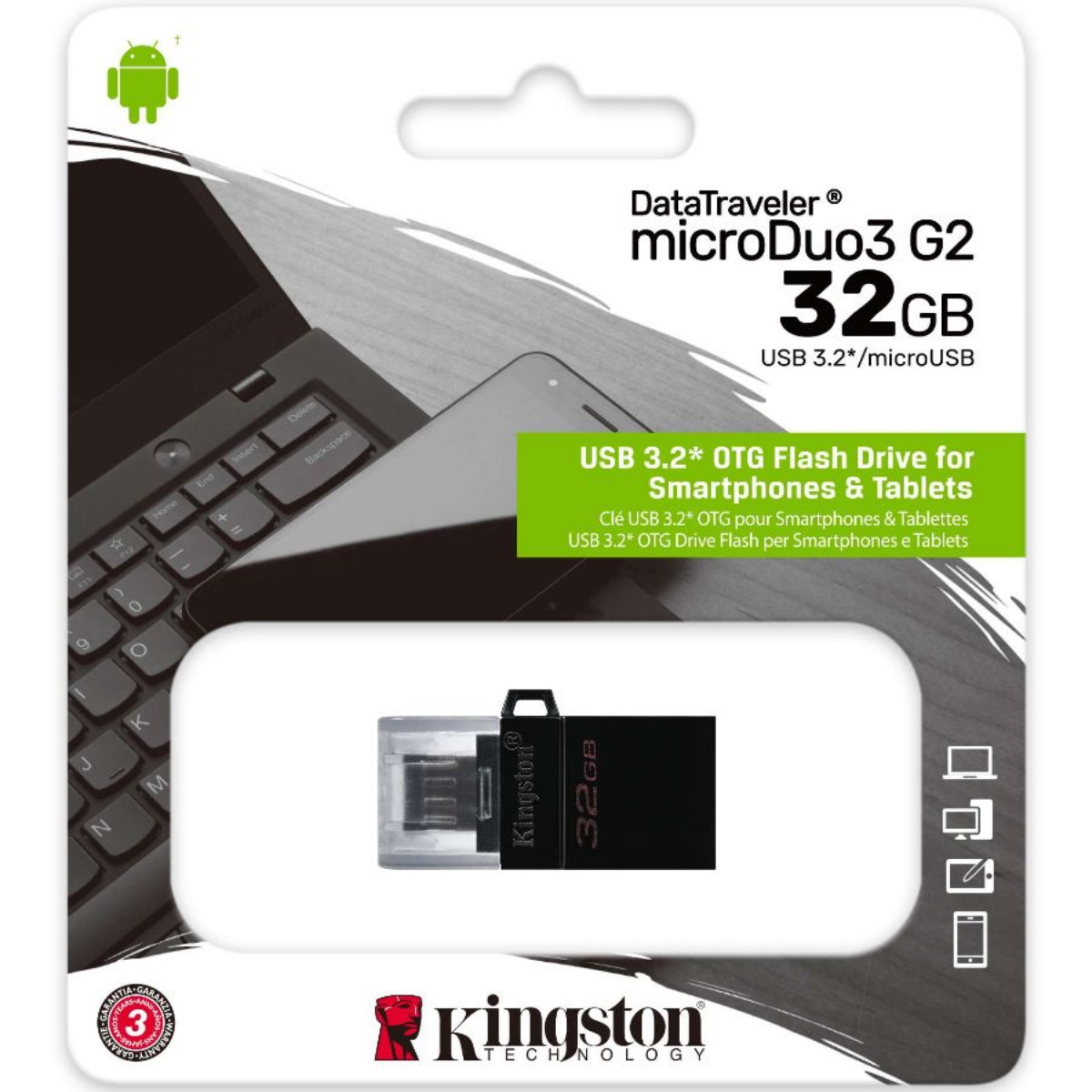 Pendrive 32gb Dual Usb - Microusb 3.2 Kingston