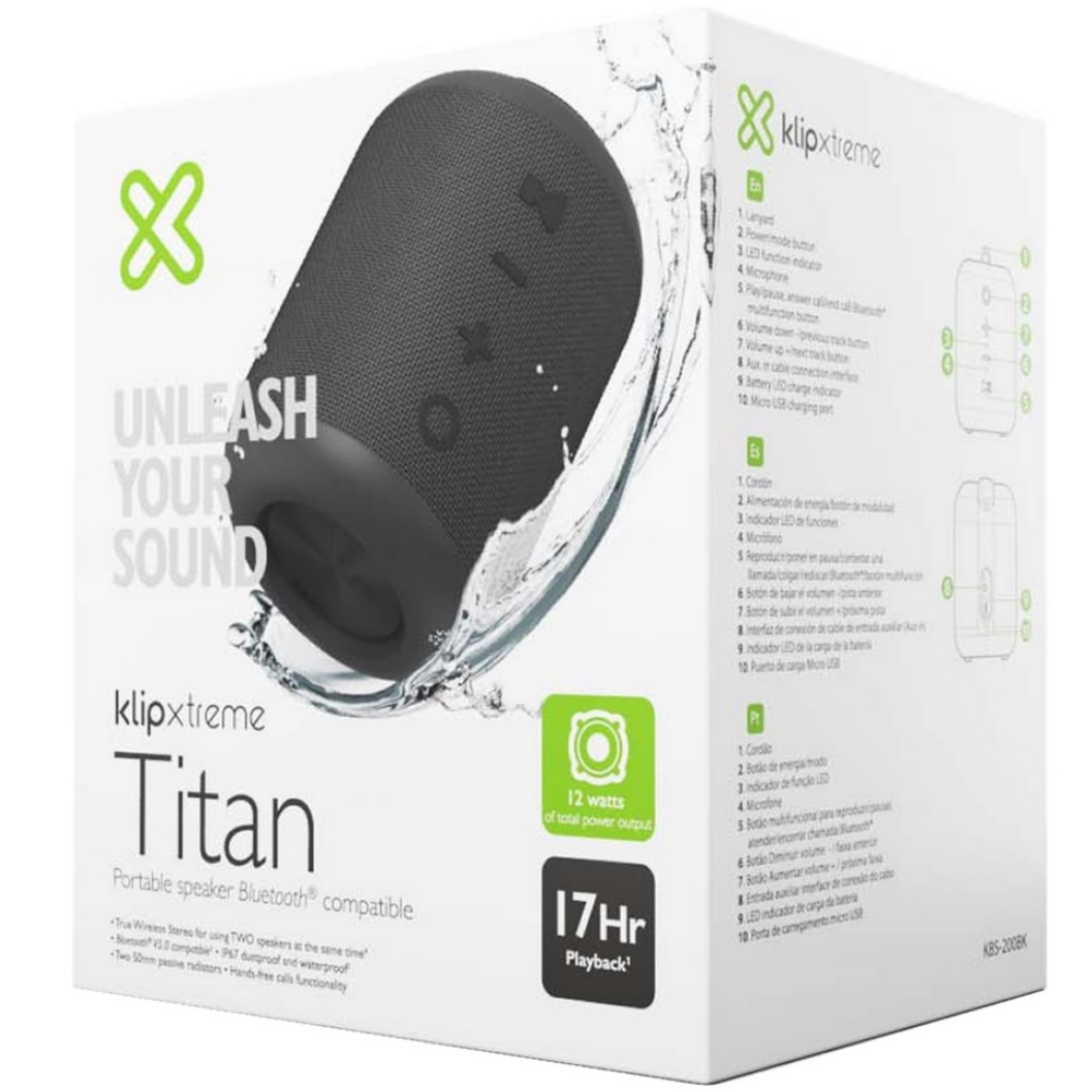 Parlante Bluetooth KBS-200 Titan Negro Klip Xtreme