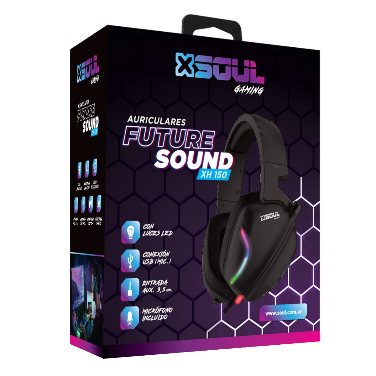 Auriculares Gamer Cable Vincha Future XH150 RGB Negro Soul