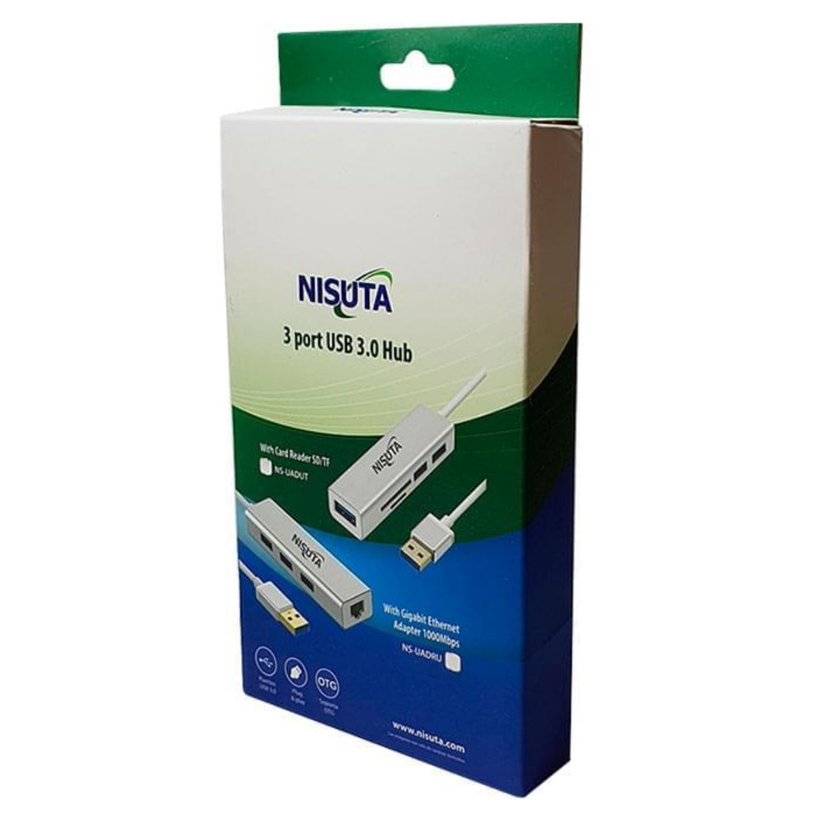 Hub USB 3.0 3 puertos y Rj45 Ns-uadru Nisuta