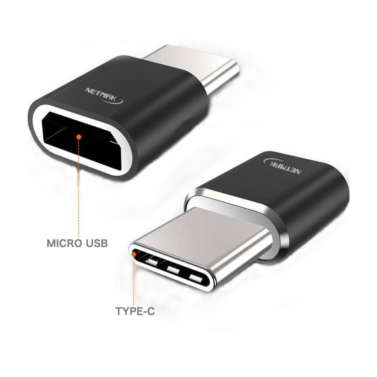 Adaptador OTG MicroUSB h a USB C m Netmak
