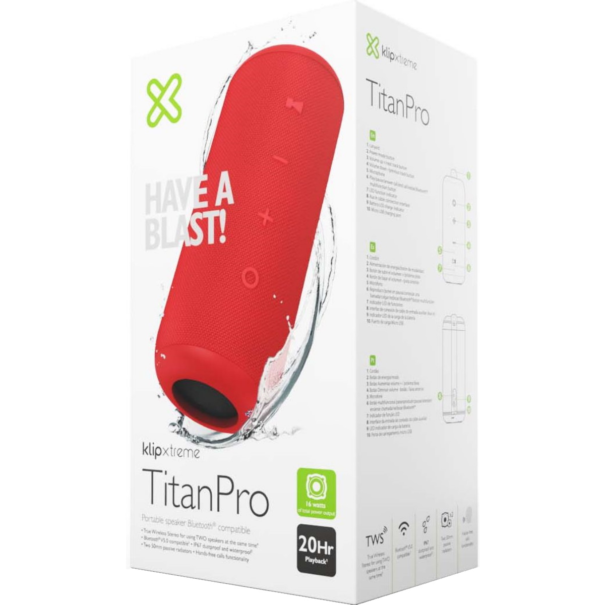 Parlante Bluetooth KBS-300 TitanPro Rojo Klip Xtreme