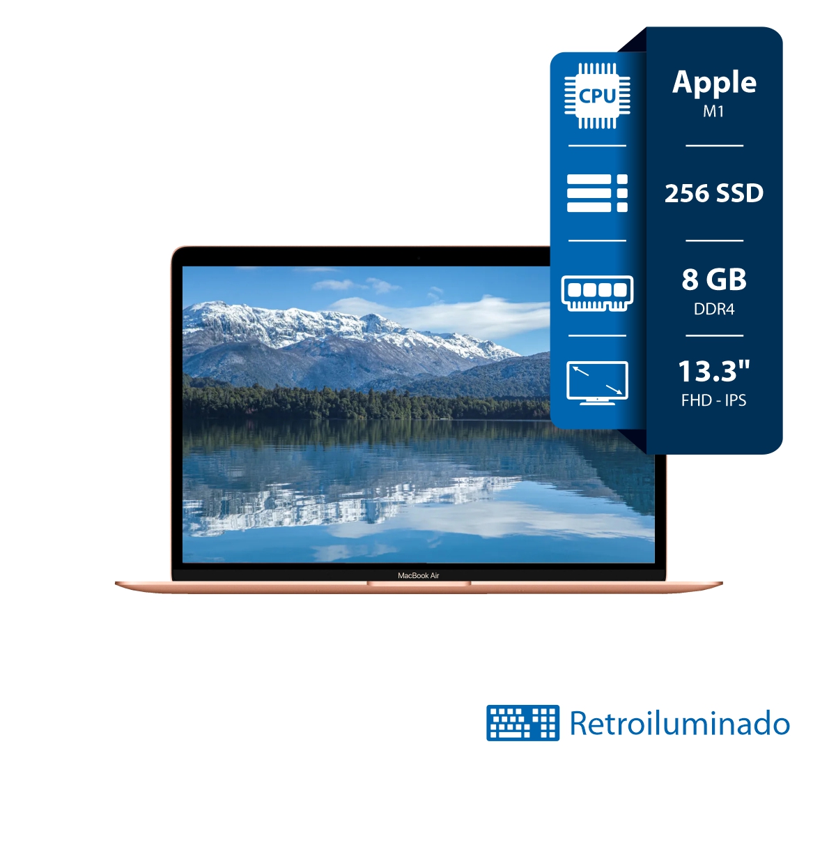 Apple Macbook Air M1 - 8GB - SSD 256GB - 13.3"  IPS Gold