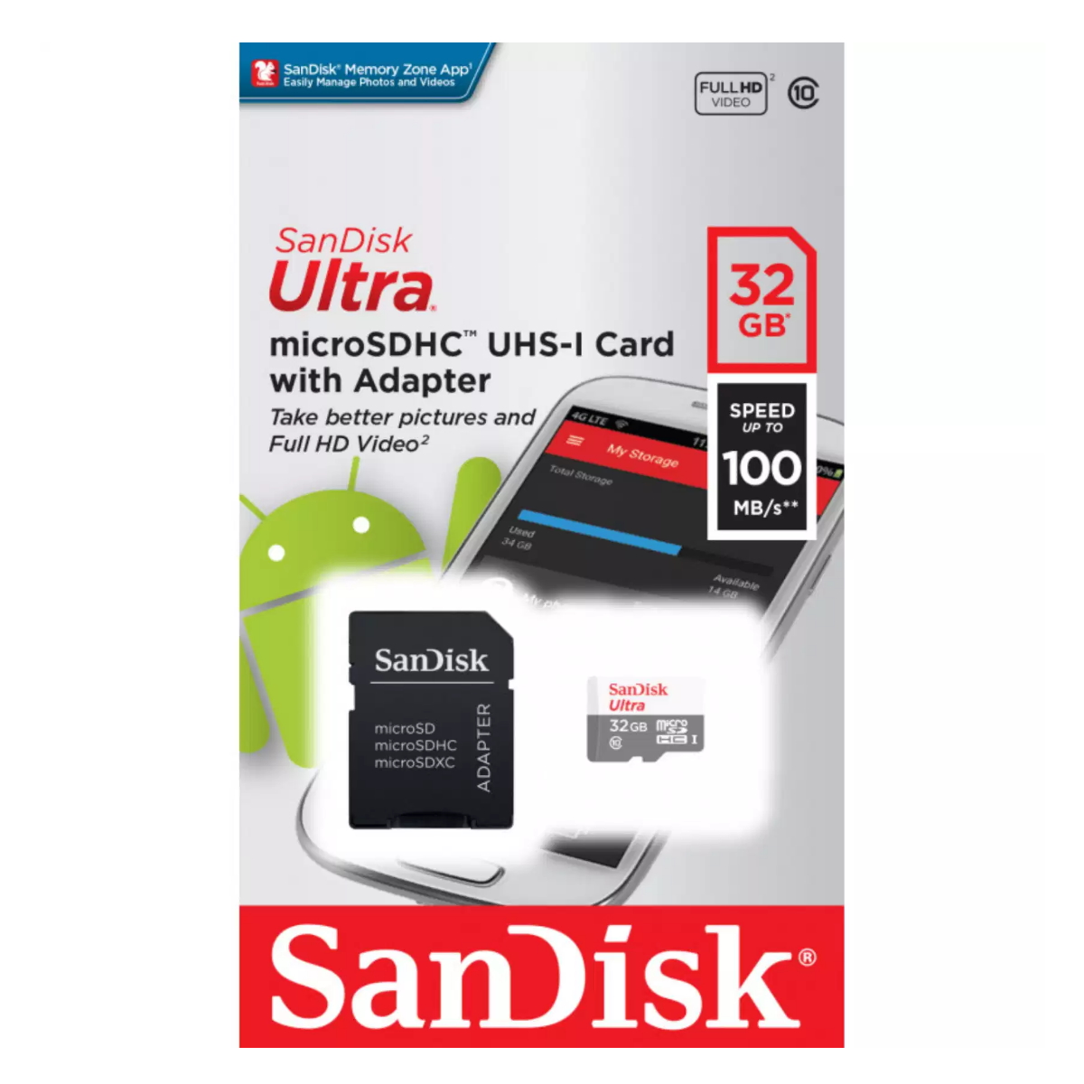 Memoria MicroSD 32GB Ultra 100Mb Clase 10 Sandisk