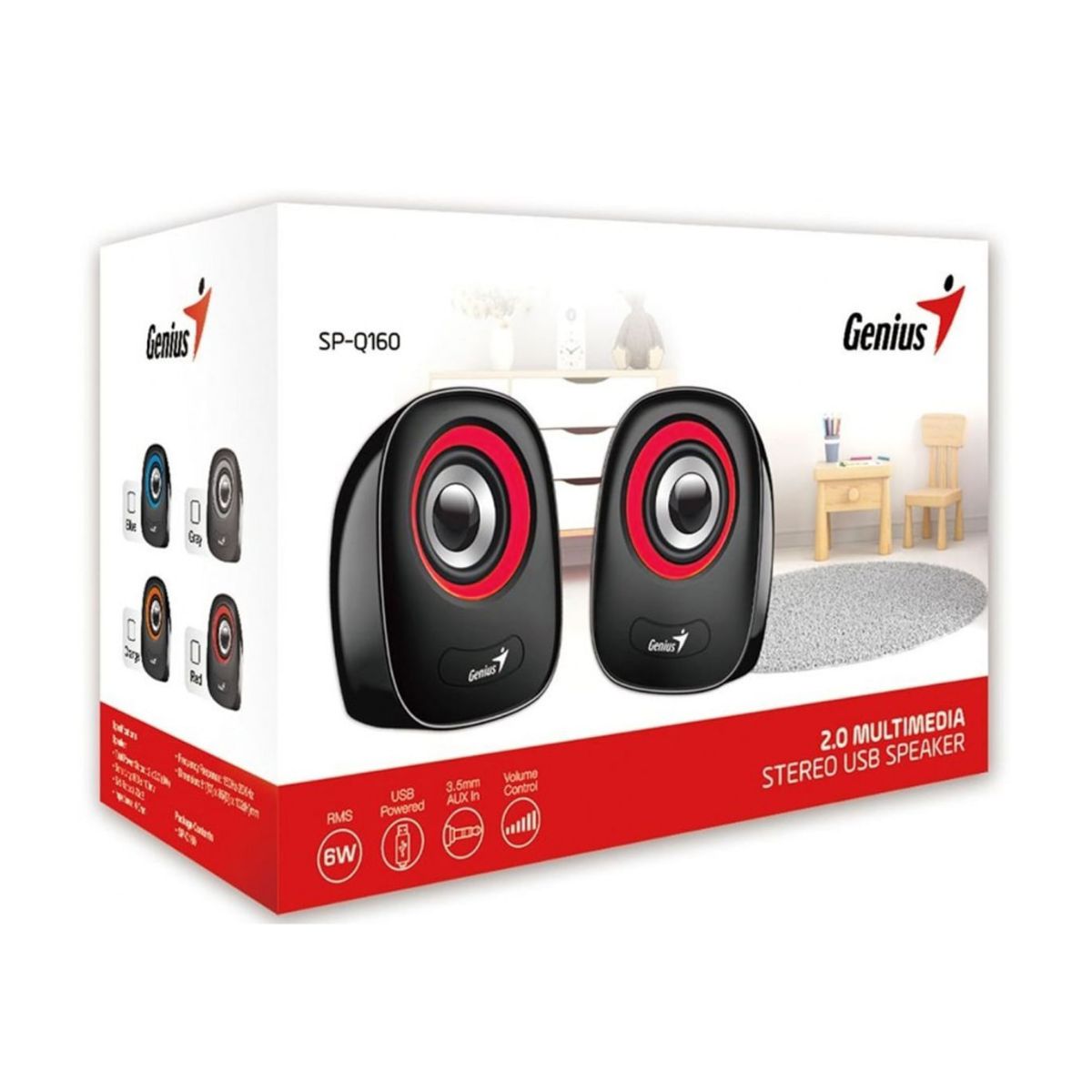 Parlantes Pc Usb Sp-Q160 Rojo Genius