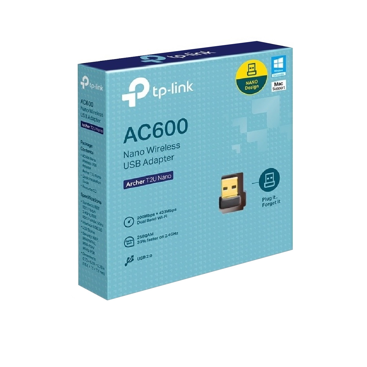 Placa Adaptador Wifi USB Doble Banda Archer T2U NANO AC600 Tp-Link