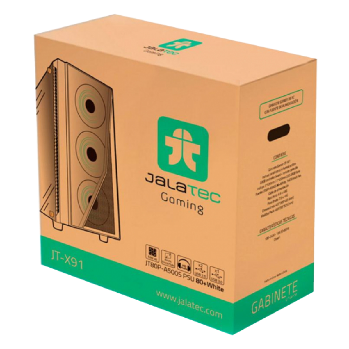 Gabinete Gamer JT-X91 - RGB - Fuente 500W 80 Plus Jalatec