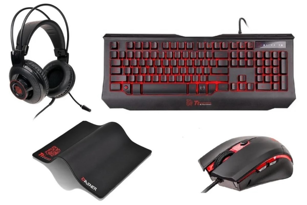 Kit Teclado Mouse MousePad Auriculares Gamer Knucker ThermalTake