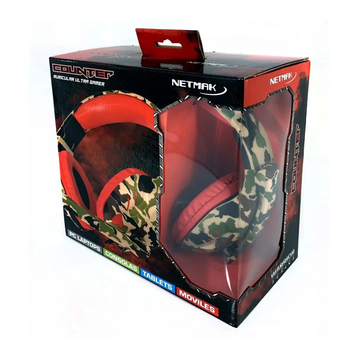 Auriculares Gamer Counter Camuflado Rojo Netmak