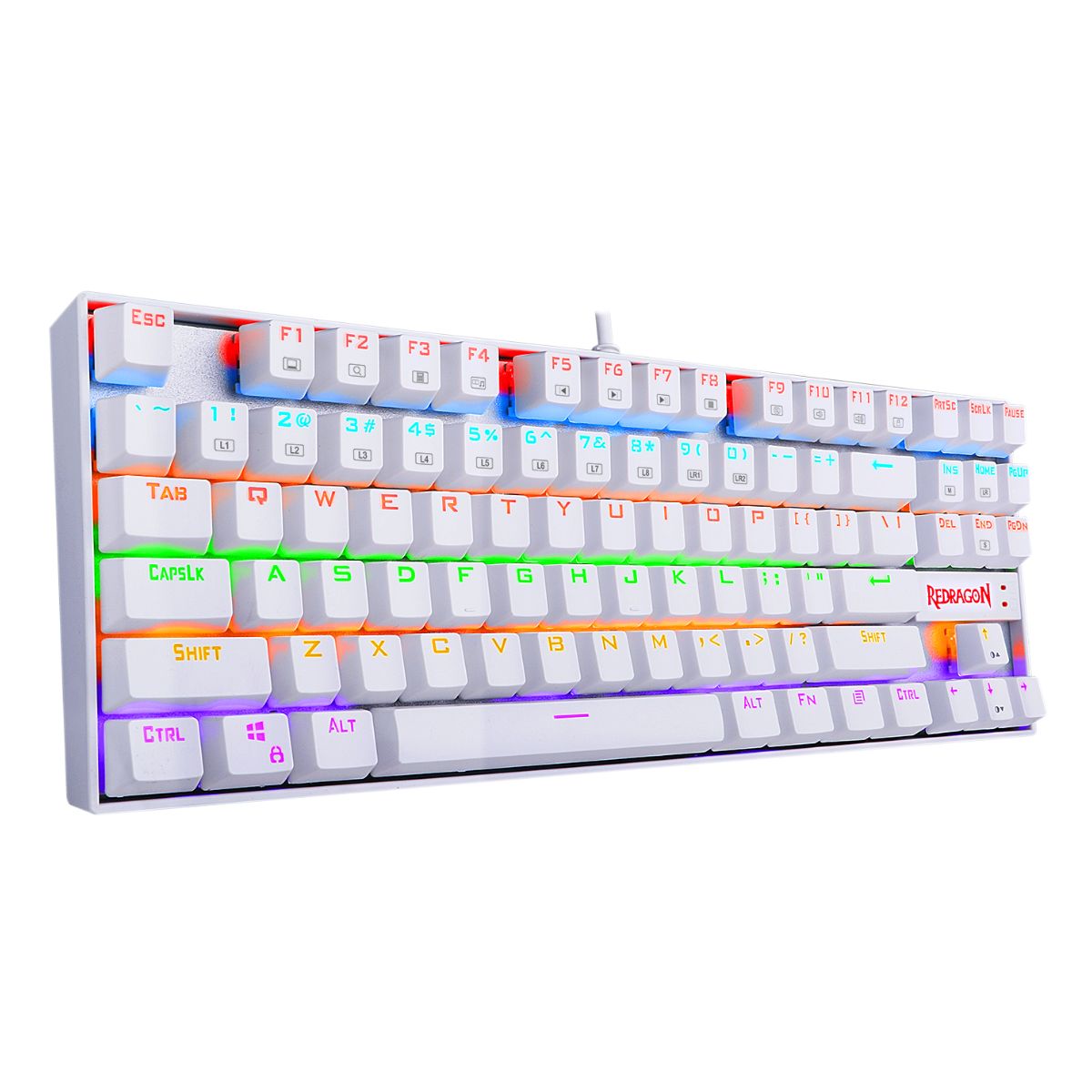 Teclado Mecanico Gamer Rainbow Kumara Blanco Switch Rojo Redragon