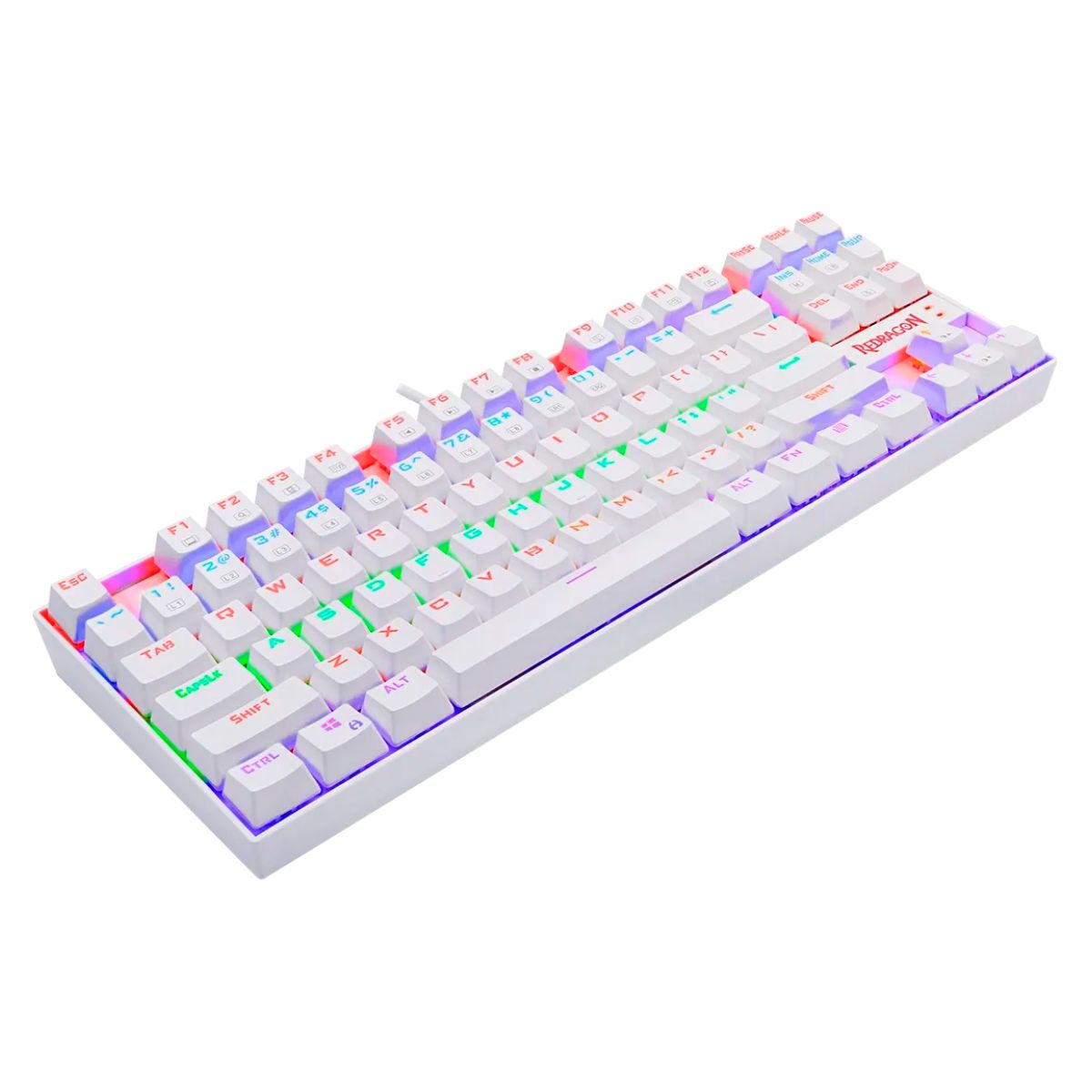 Teclado Mecanico Gamer Rainbow Kumara Blanco Switch Rojo Redragon