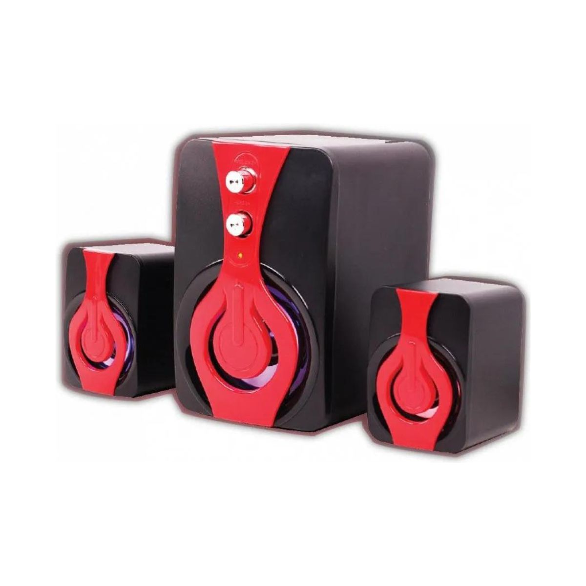 Parlantes Pc Usb Trueno Negro/Rojo Retroiluminado Netmak