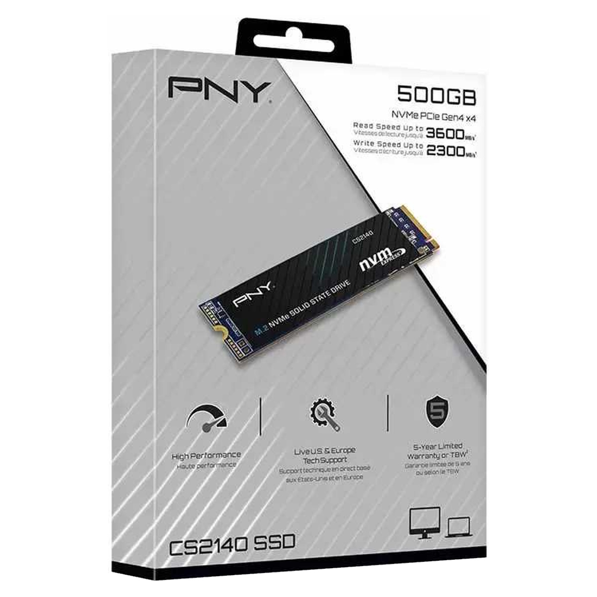 Disco Solido SSD M.2 NVMe 500GB CS2140 PNY