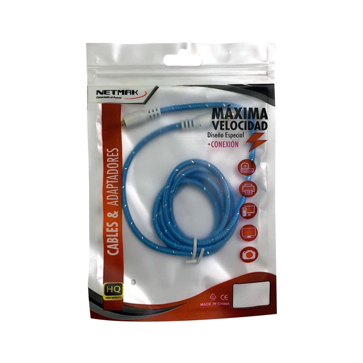 Cable Audio Auxiliar Plug 3.5mm de 1m  Reforzado Azul Netmak