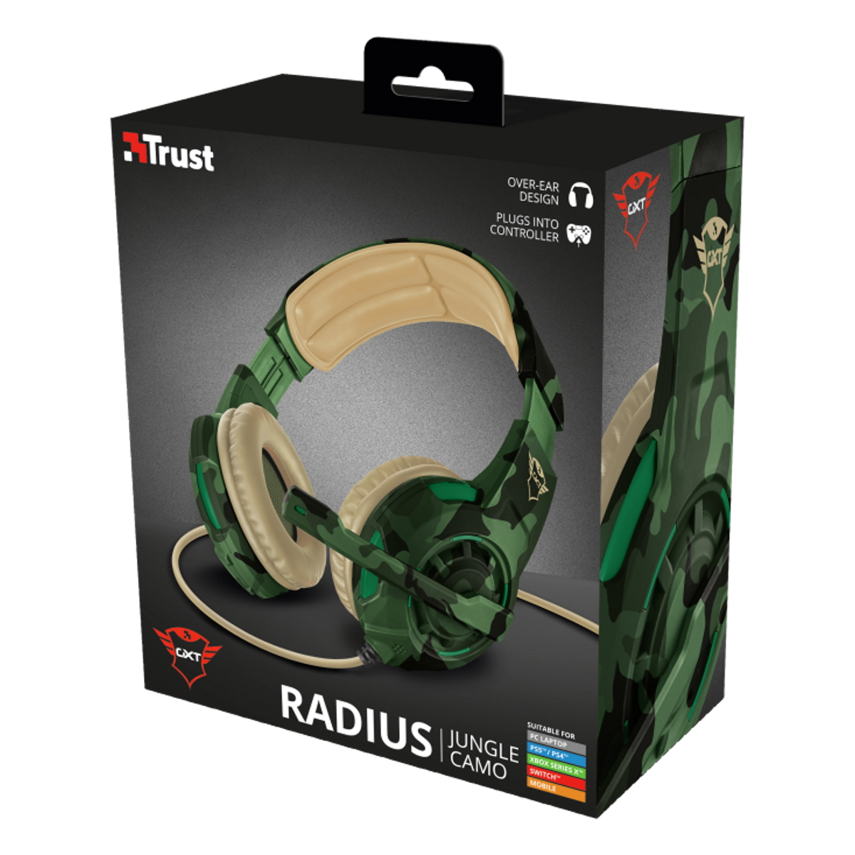 Auriculares Gamer Cable Vincha Gxt 310C Radius Camuflado Verde Trust
