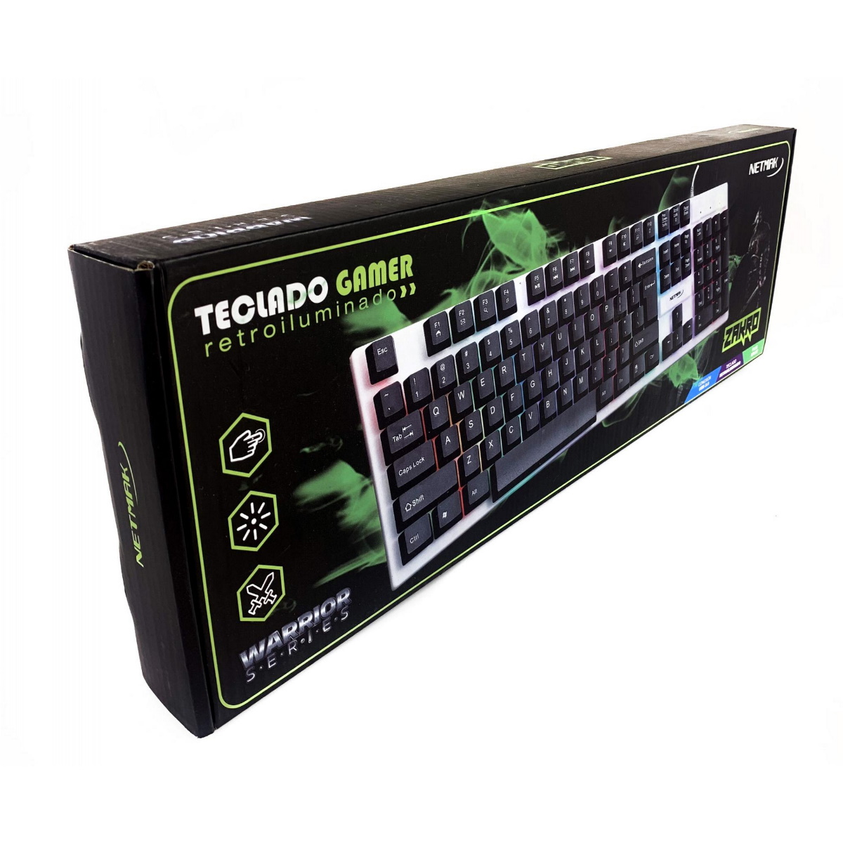 Teclado Gamer Zakro NM-ZAKRO Blanco/Negro Retroiluminado Netmak