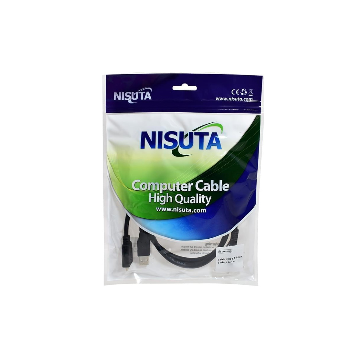 Cable USB 3.0 doble a MicroUSB 1m Nisuta