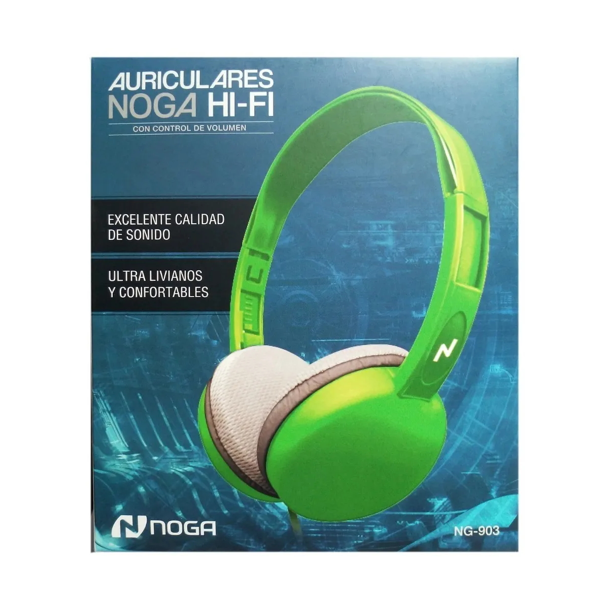 Auriculares Cable Vincha NG903 Ultralivianos Verde Noga