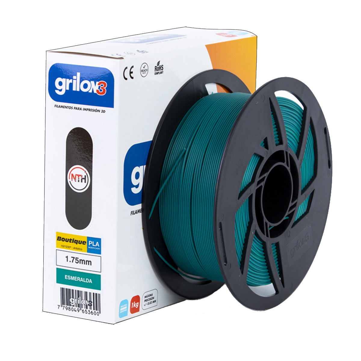 Filamento Pla Boutique Esmeralda 1.75mm 1Kg Grilon3