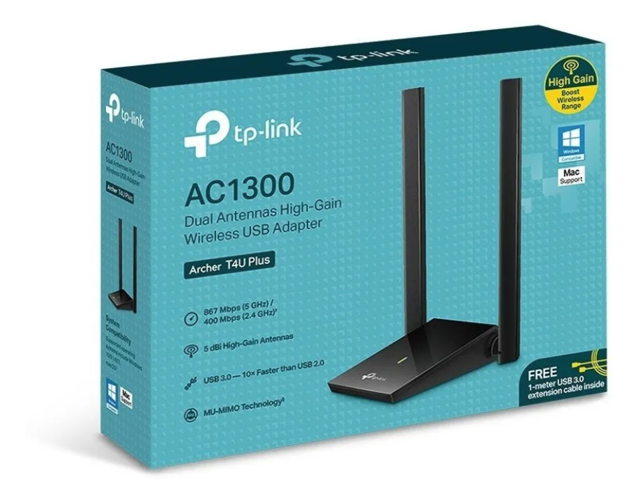 Placa Adaptador Wifi USB Doble Banda Archer T4U Plus AC1300 Tp-Link