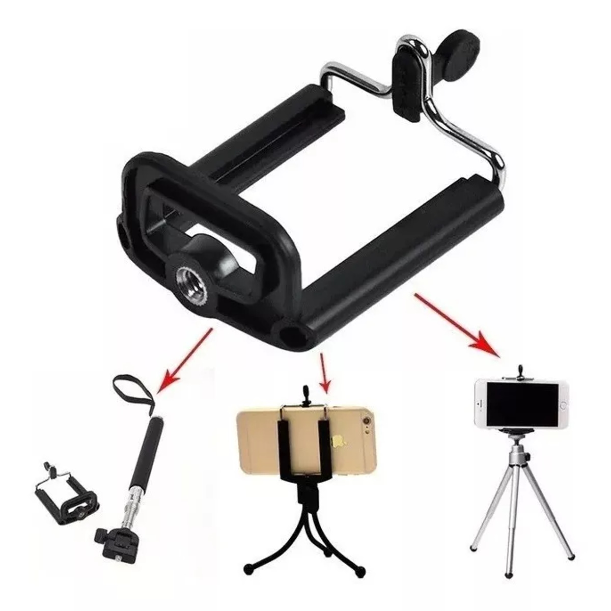 Soporte Agarre Celular C/ Rosca Para Monopie Y Tripode
