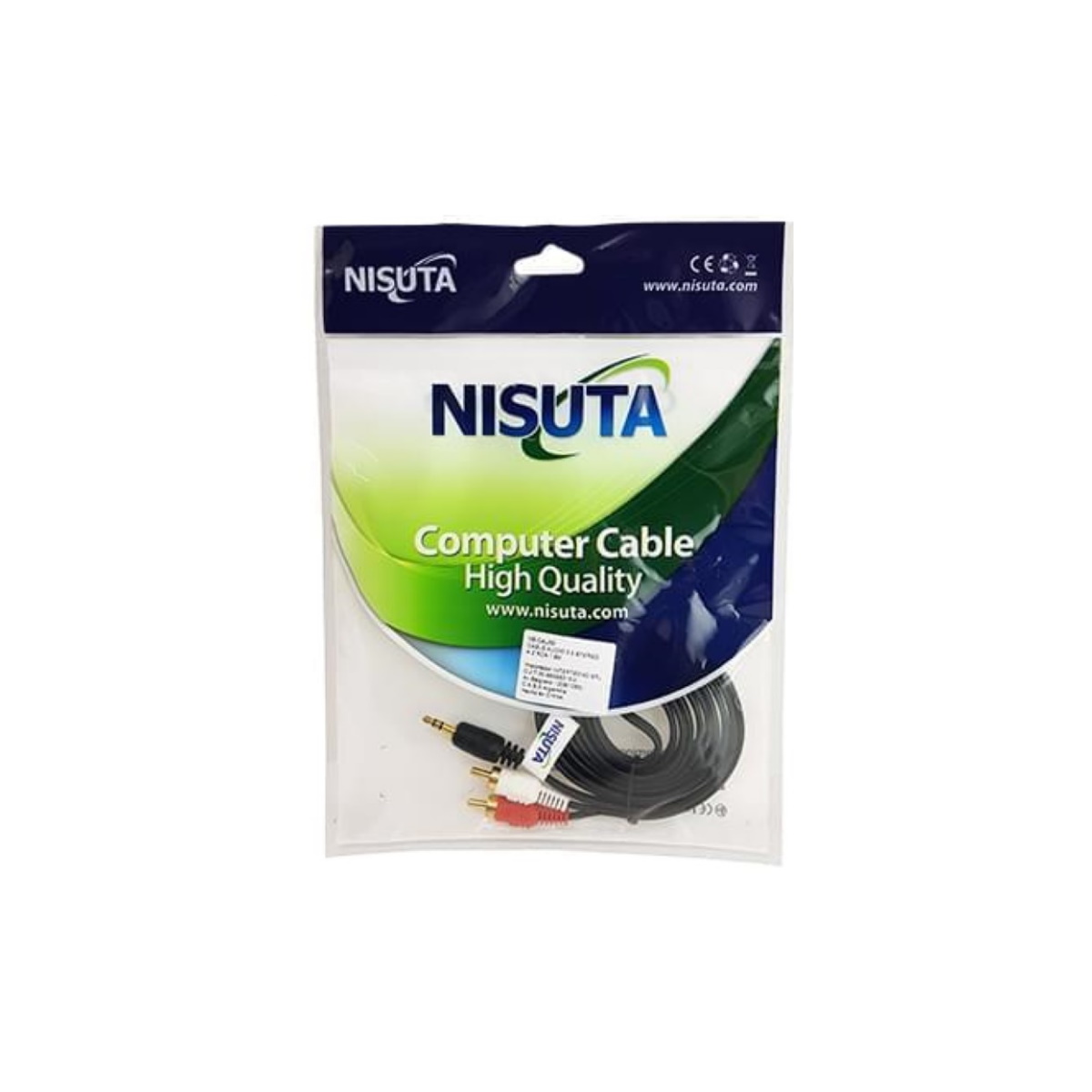 Cable Audio Auxiliar 3.5mm / 2 RCA 1.8m Nisuta