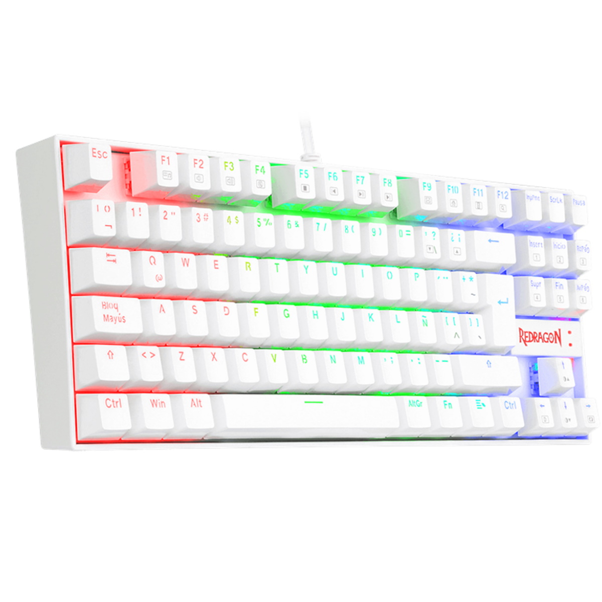 Teclado Mecanico Gamer RGB Kumara Blanco Switch Rojo Redragon