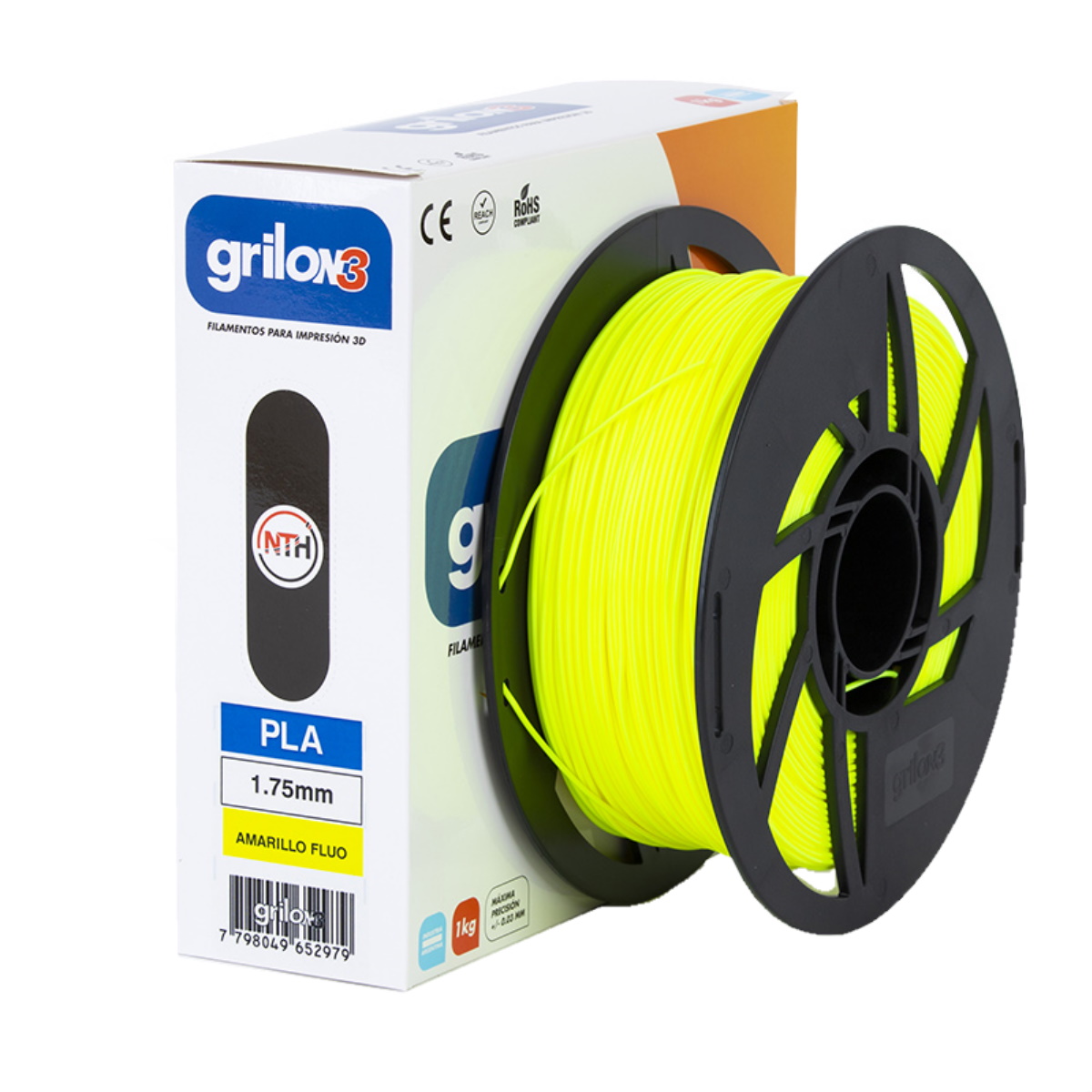 Filamento Pla Amarillo Fluo 1.75mm 1Kg Grilon3
