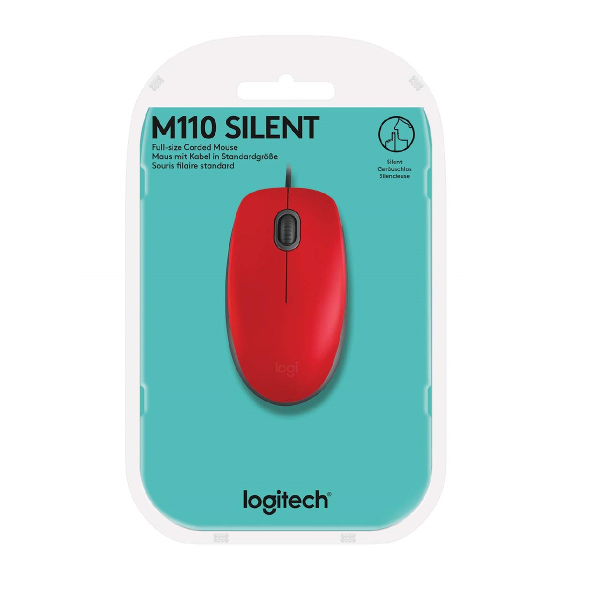 Mouse USB M110 1000 DPI Silent Rojo Logitech
