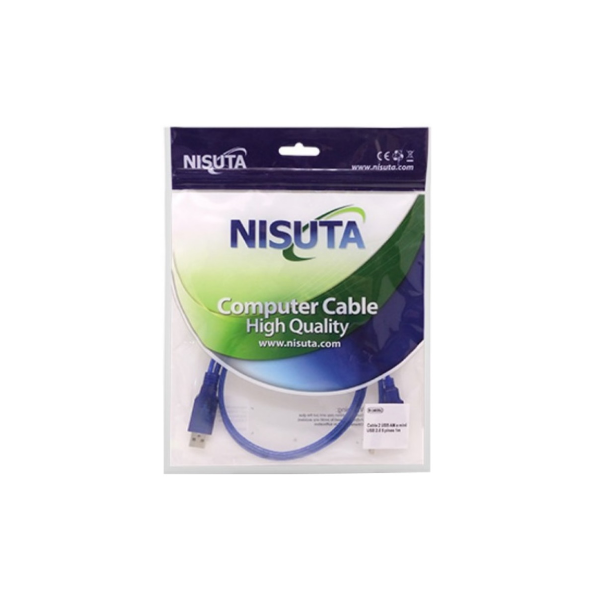 Cable MiniUSB a 2 USB 2.0 1m Nisuta