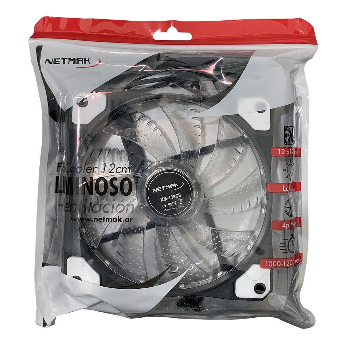 Cooler Gabinete 120x120mm RGB Netmak