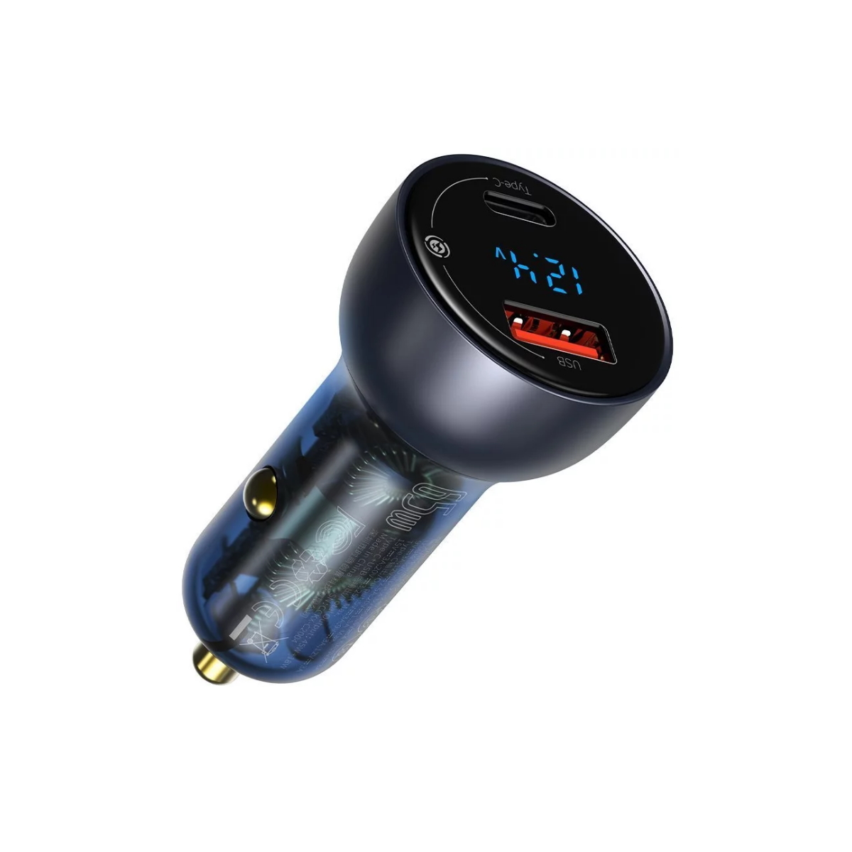 Cargador 12V Para Auto 2 Puertos Usb A / Usb C Pantalla Led Baseus