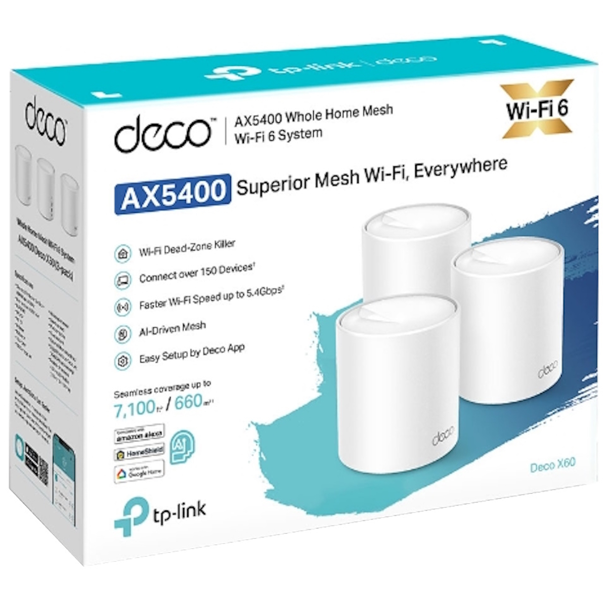 Sistema Wifi Deco X60 Pack 3 Mesh AX5400 Tp-Link