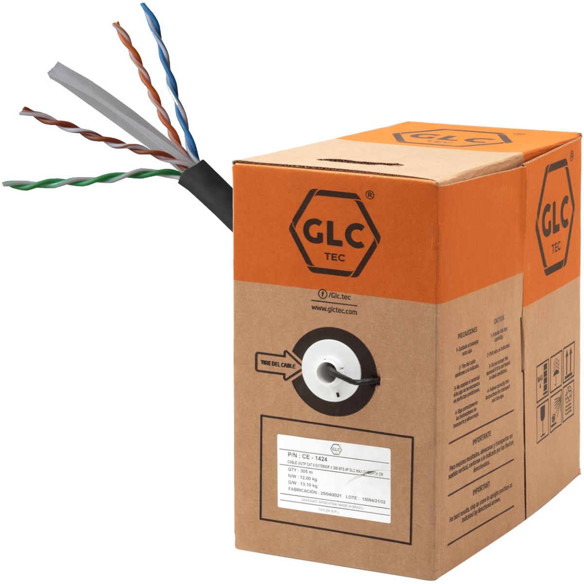 Bobina Cable UTP Cat 6 305m EXTERIOR GLC