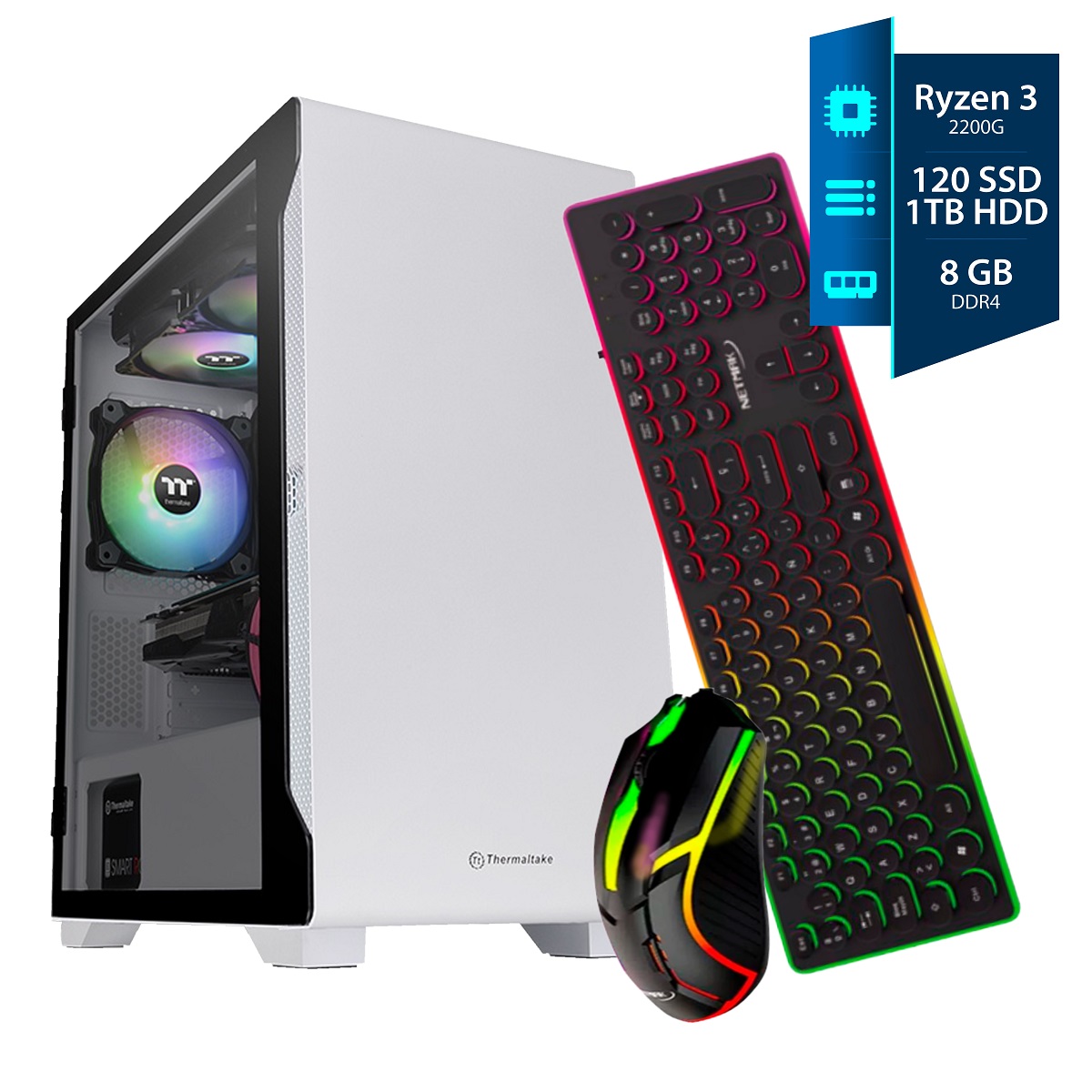 Pc Gamer Armada Ryzen 3 - 8GB RGB - 120SSD - 1TB - 600W 80P RGB - Gab. S100TG