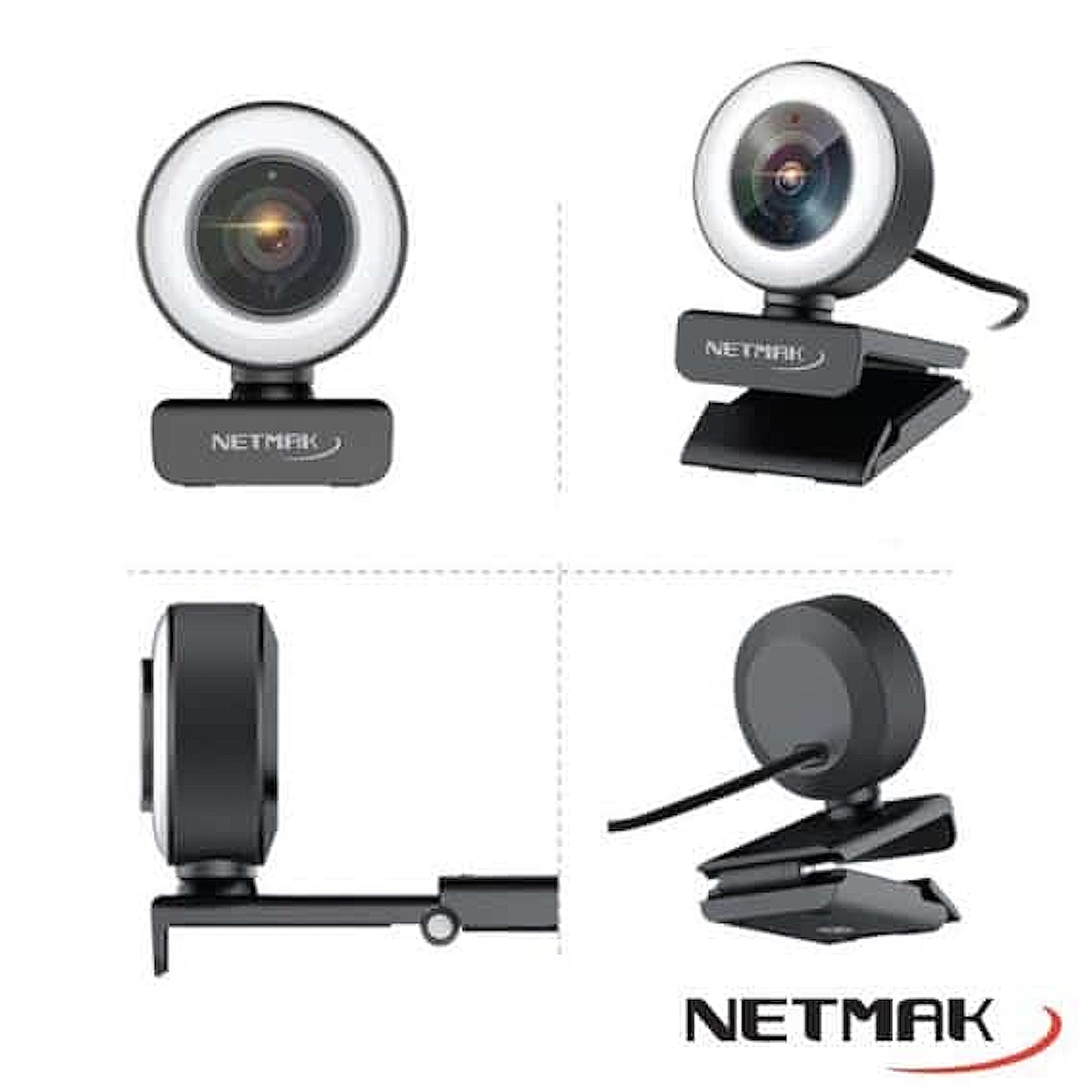 Webcam FHD Con Aro Luz Led Web04 Netmak