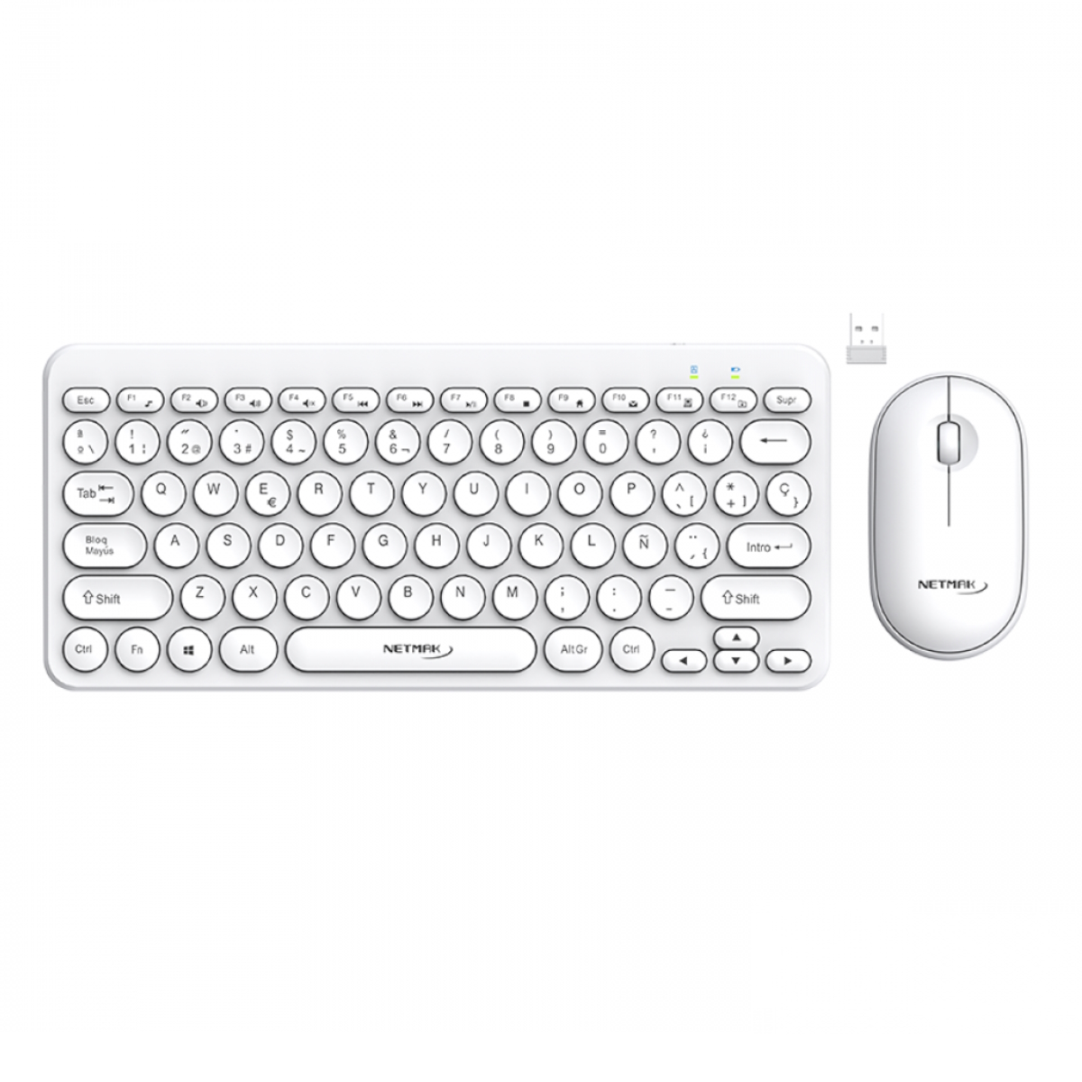 Kit Teclado Mouse Inalambrico Español Blanco NM-KB850-W Netmak