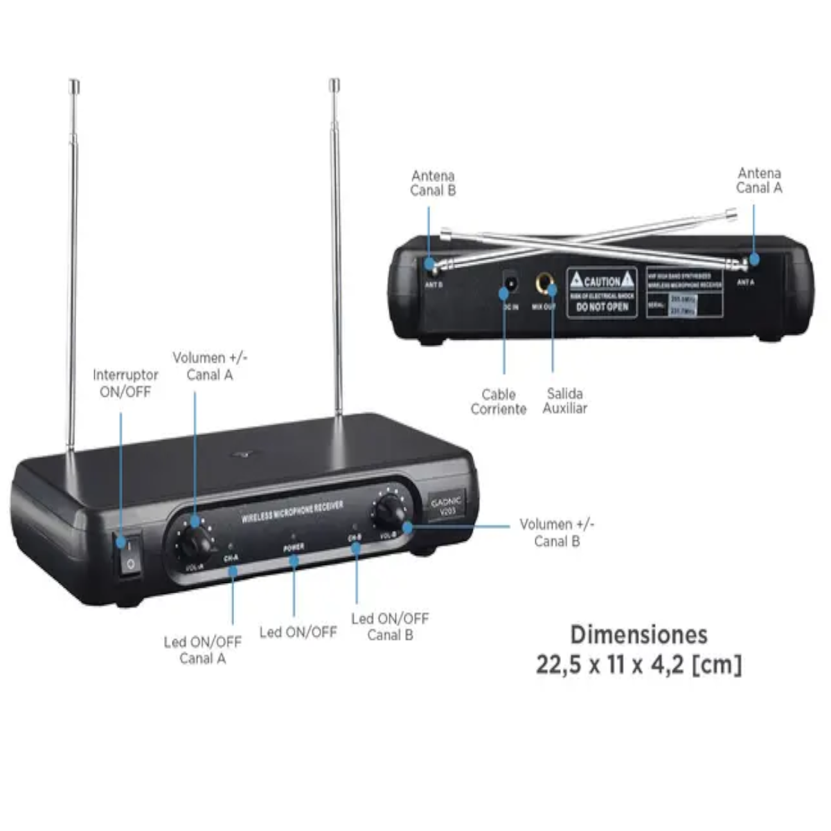 Kit Microfono Inalambrico Vincha x2 C/Transmisor Gadnic