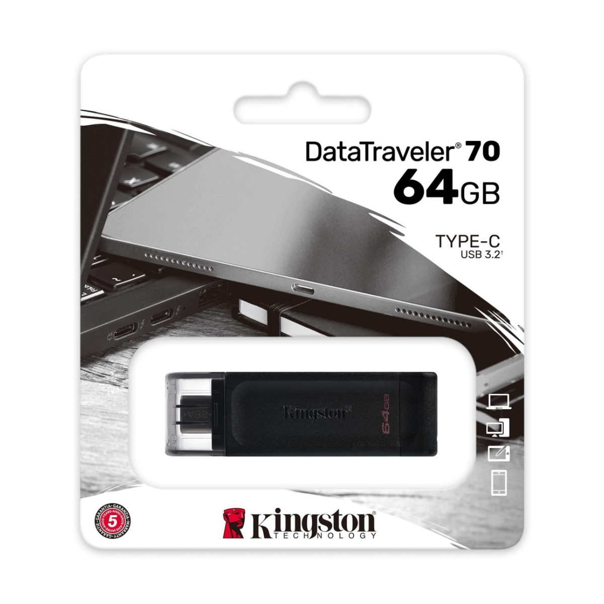 Pendrive 64GB Dt70 Usb C 3.1 Kingston