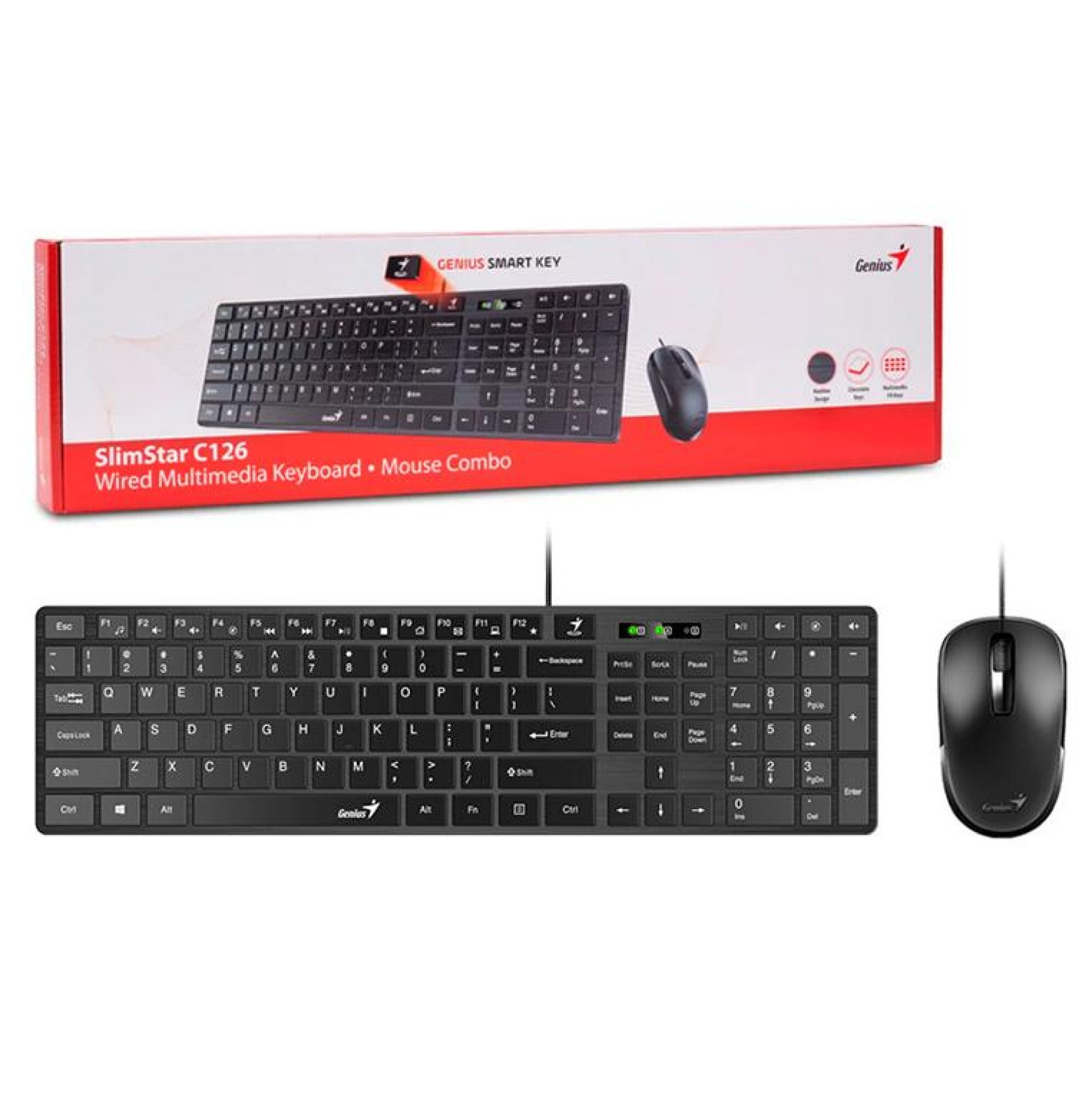 Kit Teclado Mouse USB SlimStar C126 Negro Genius
