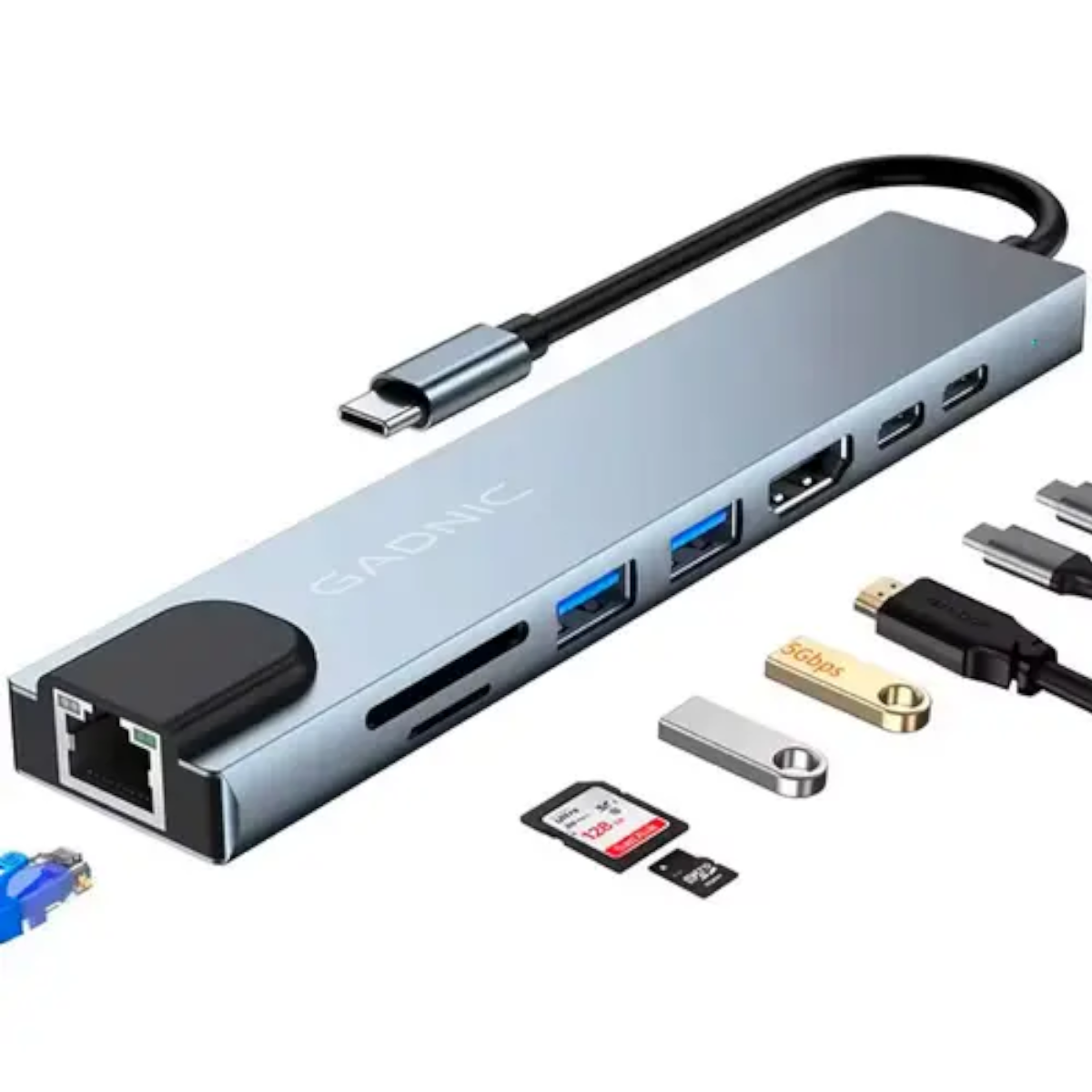 Hub USB C a USB2.0 USB3.0 USB C RJ45 HDMI Gadnic