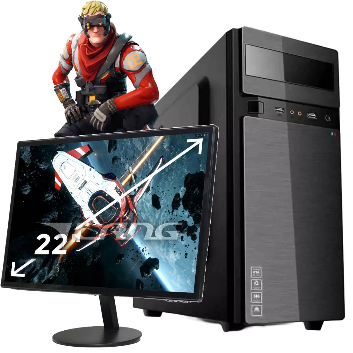 Computadora Gamer Ryzen 5 - 8Gb - 240 - Gab. Kit - Monitor 22