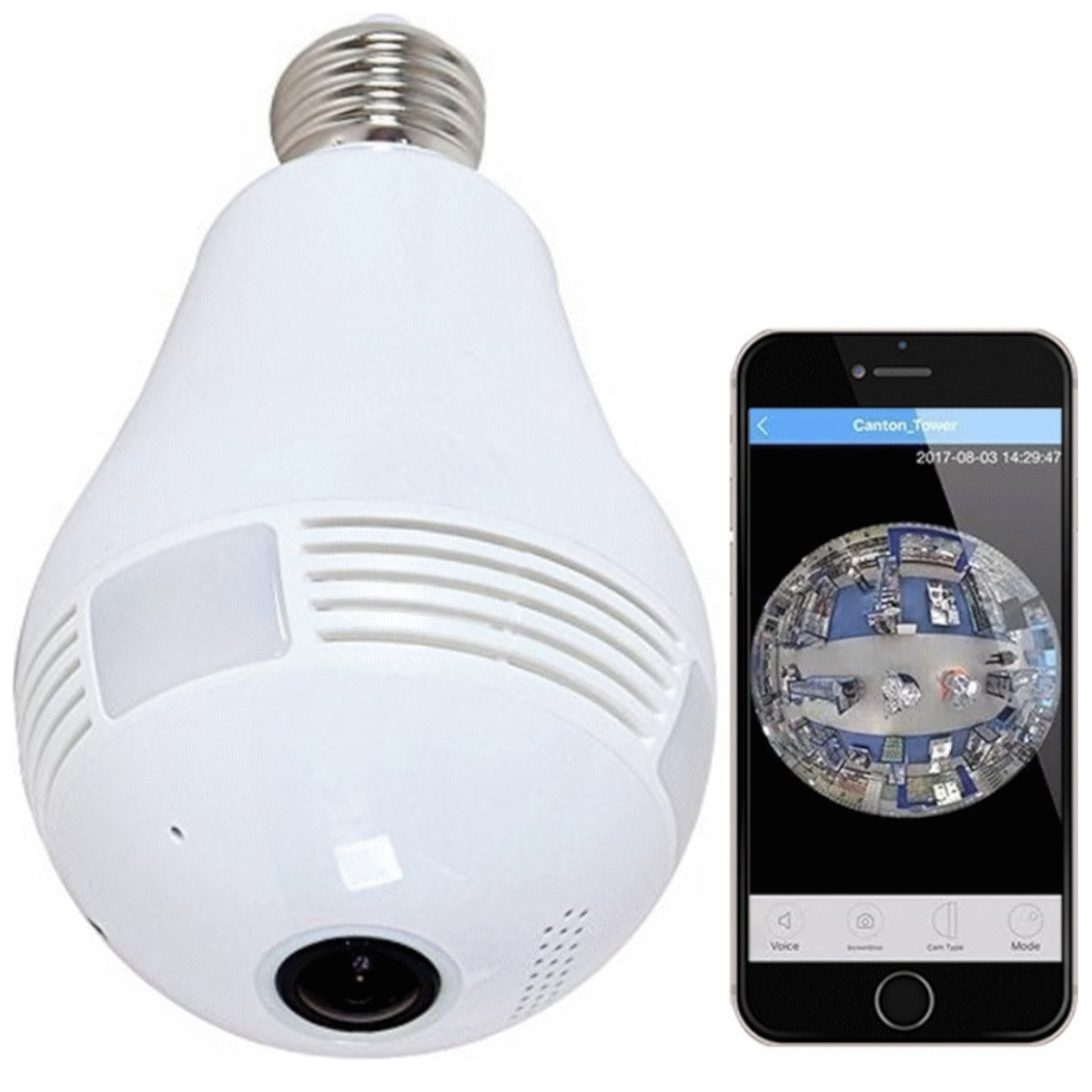 Lampara con Camara Panoramica FHD Wifi Ip Gadnic