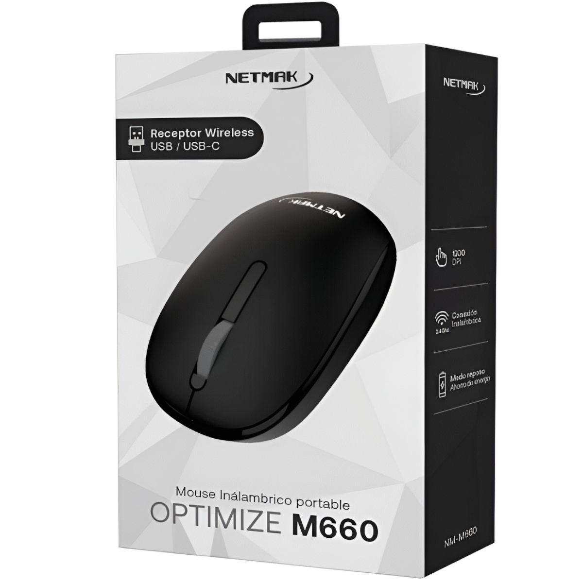 Mouse Inalambrico C/Receptor USB-C/USB Negro NM-M660 Netmak