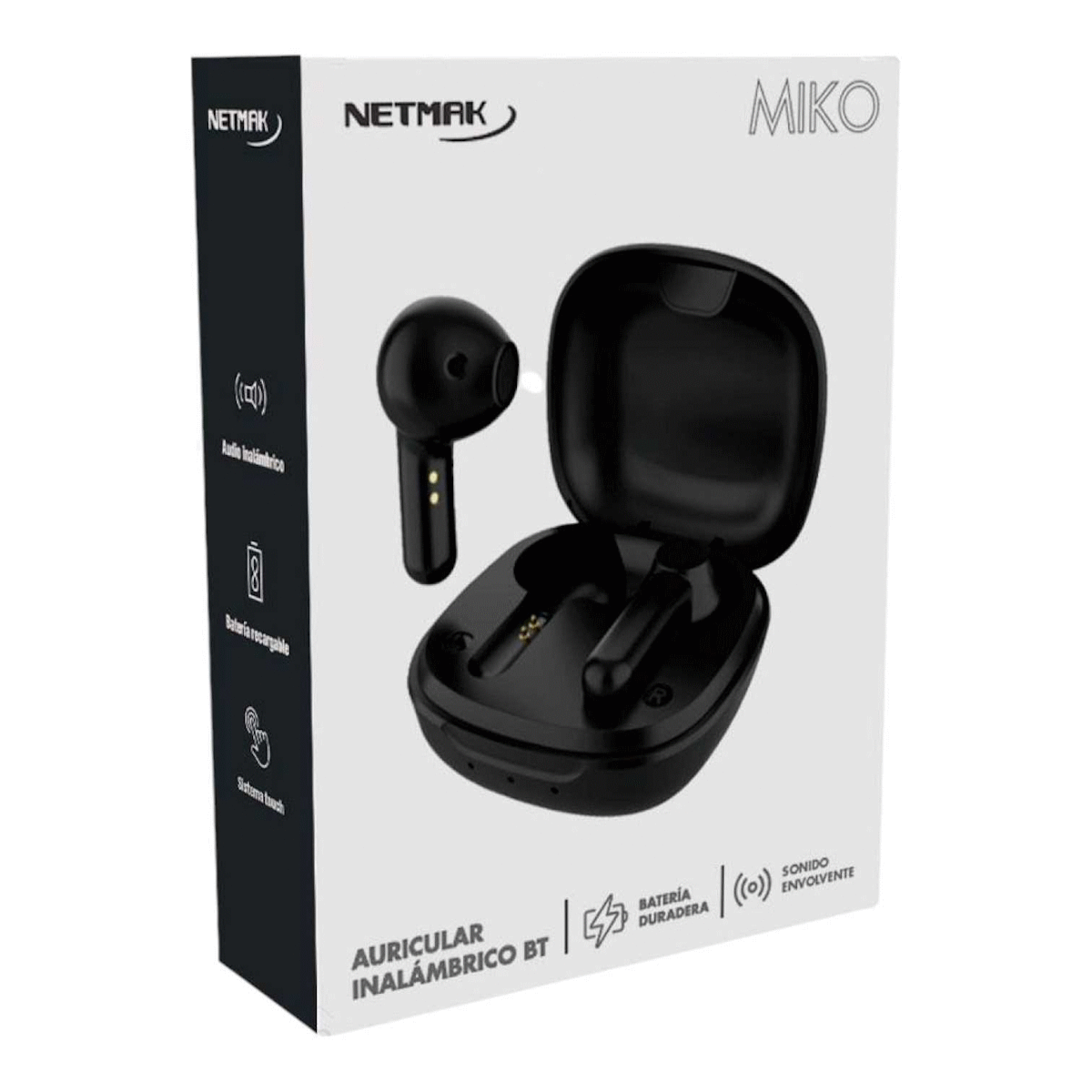 Auricular Bluetooth TWS Touch Netmak (NM-MIKO) Black