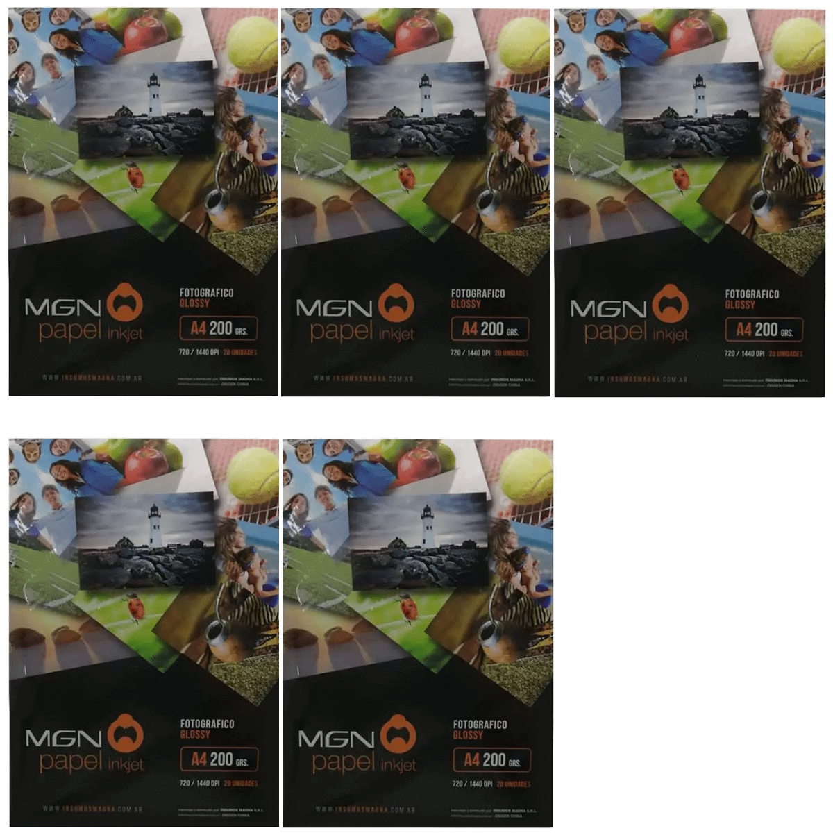 Combo Resma Papel Fotografico A4 200GR X5 Unidades