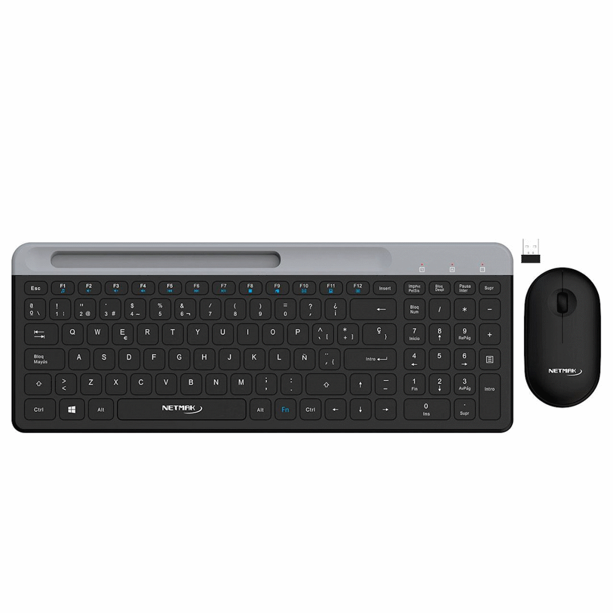 Kit Teclado Mouse Inalambrico Español Negro NM-KB875 Netmak